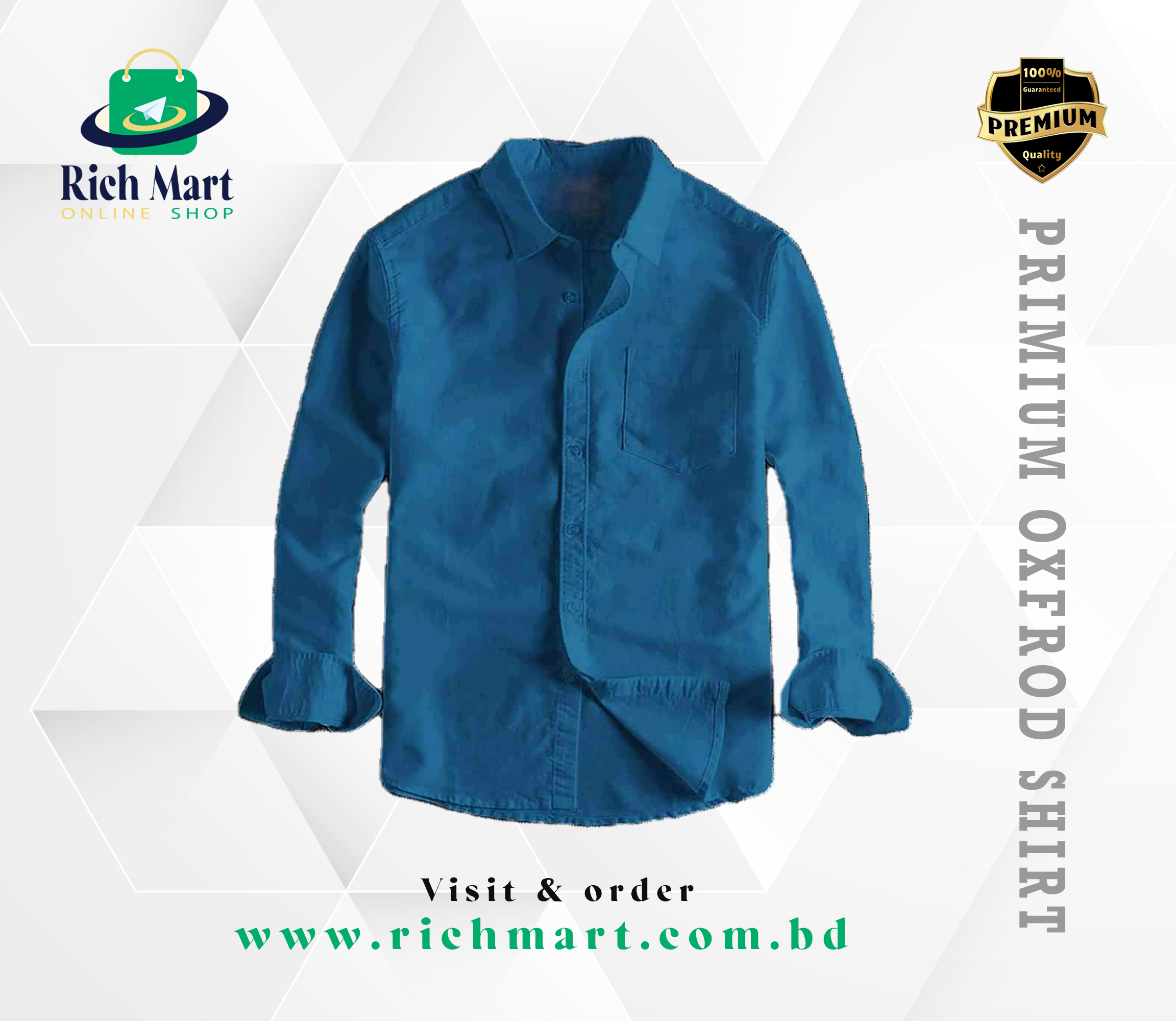 Men's Full Sleeve Oxford Cotton Shirt(blue)