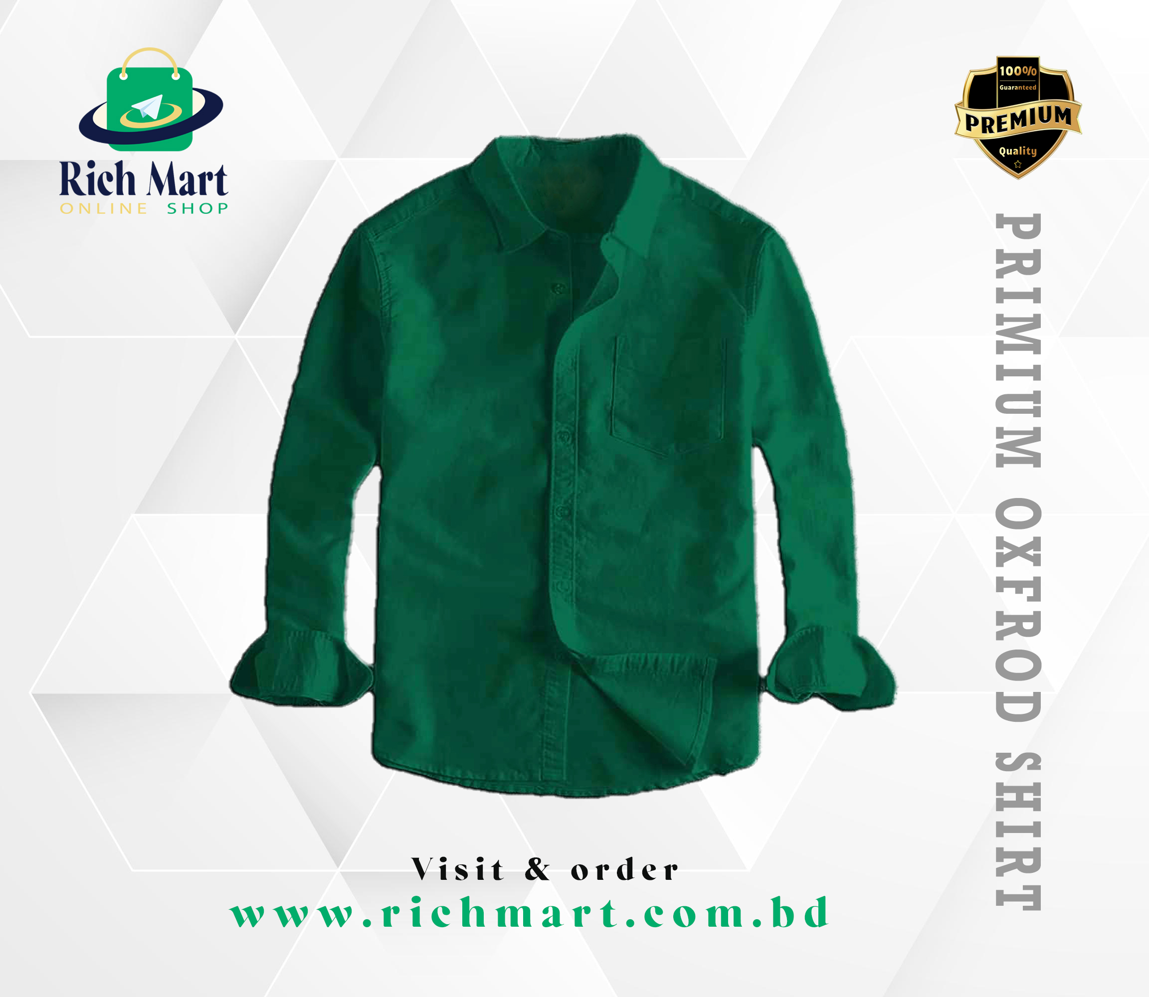 Men's Full Sleeve Oxford Cotton Shirt(green)