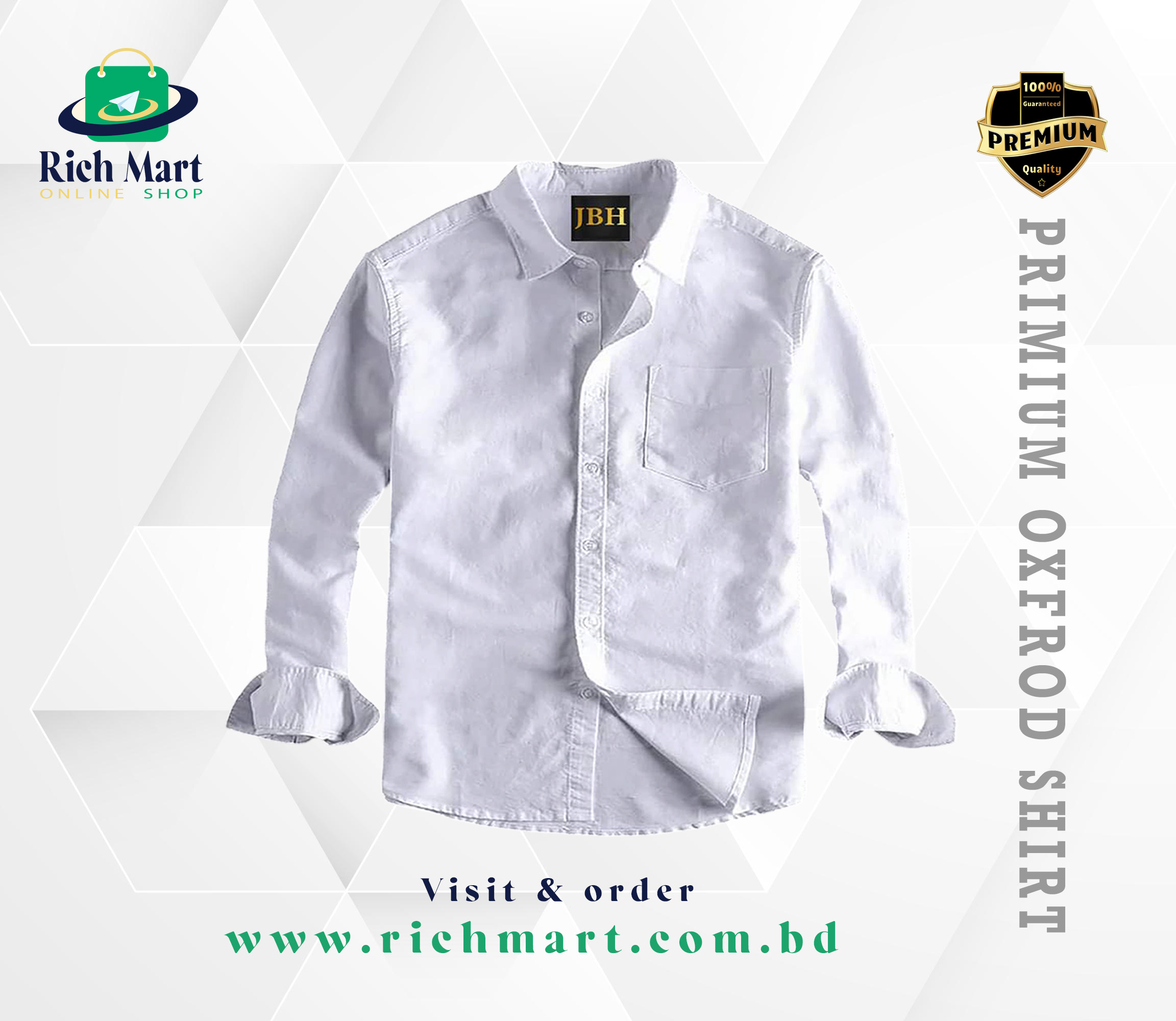 Men's Full Sleeve Oxford Cotton Shirt(white)