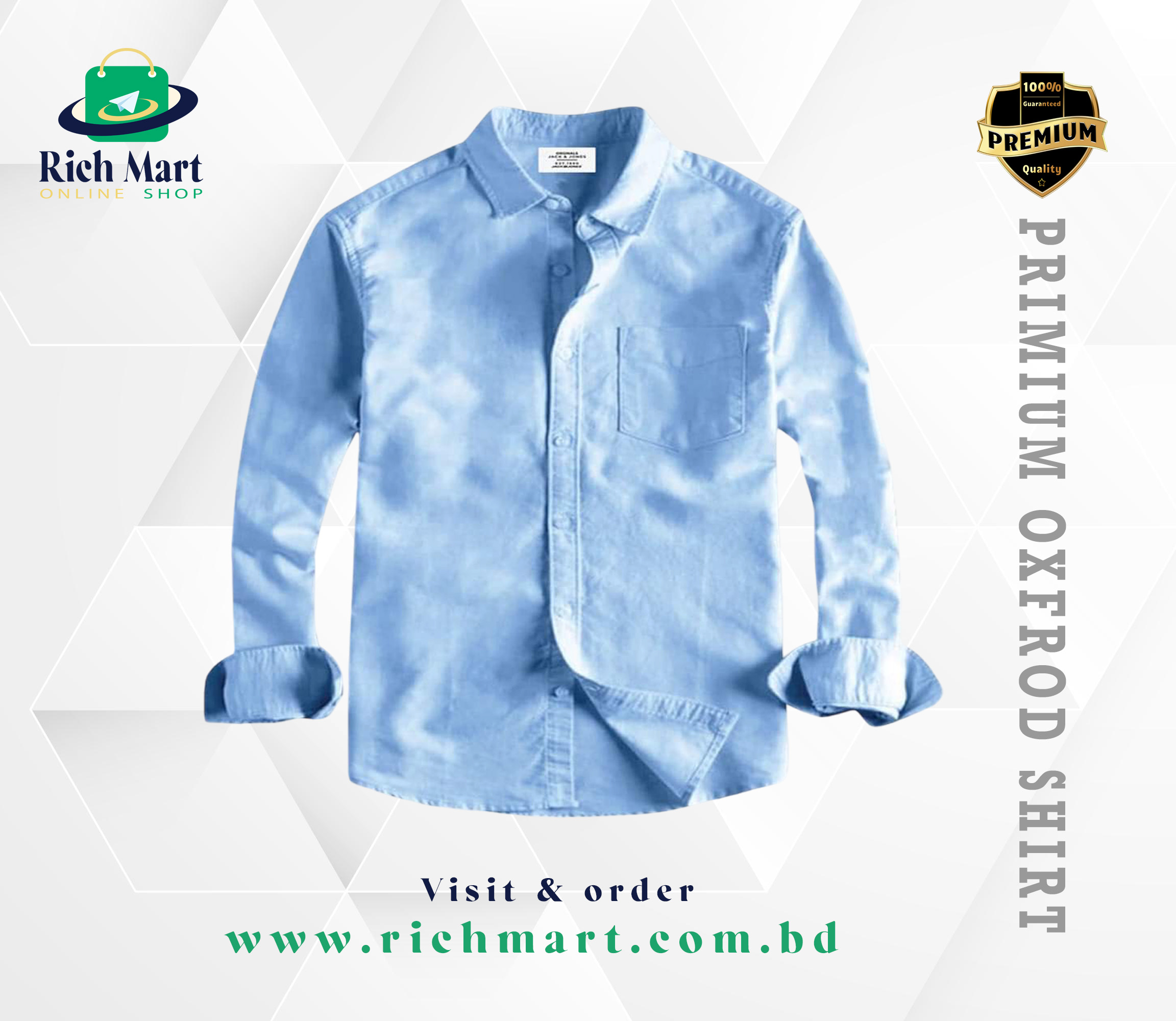 Men's Full Sleeve Oxford Cotton Shirt(skyblue)