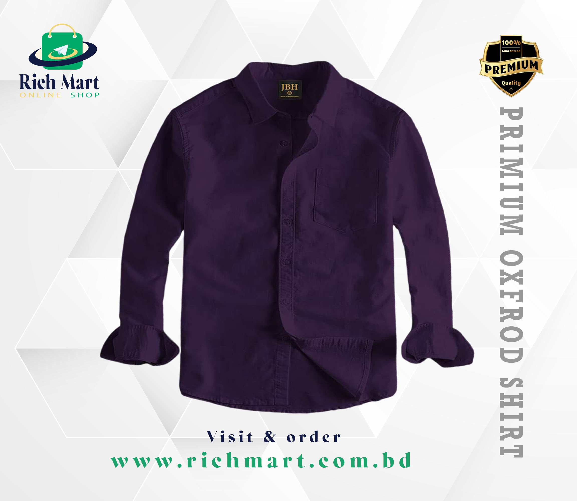 Men's Full Sleeve Oxford Cotton Shirt(purple)