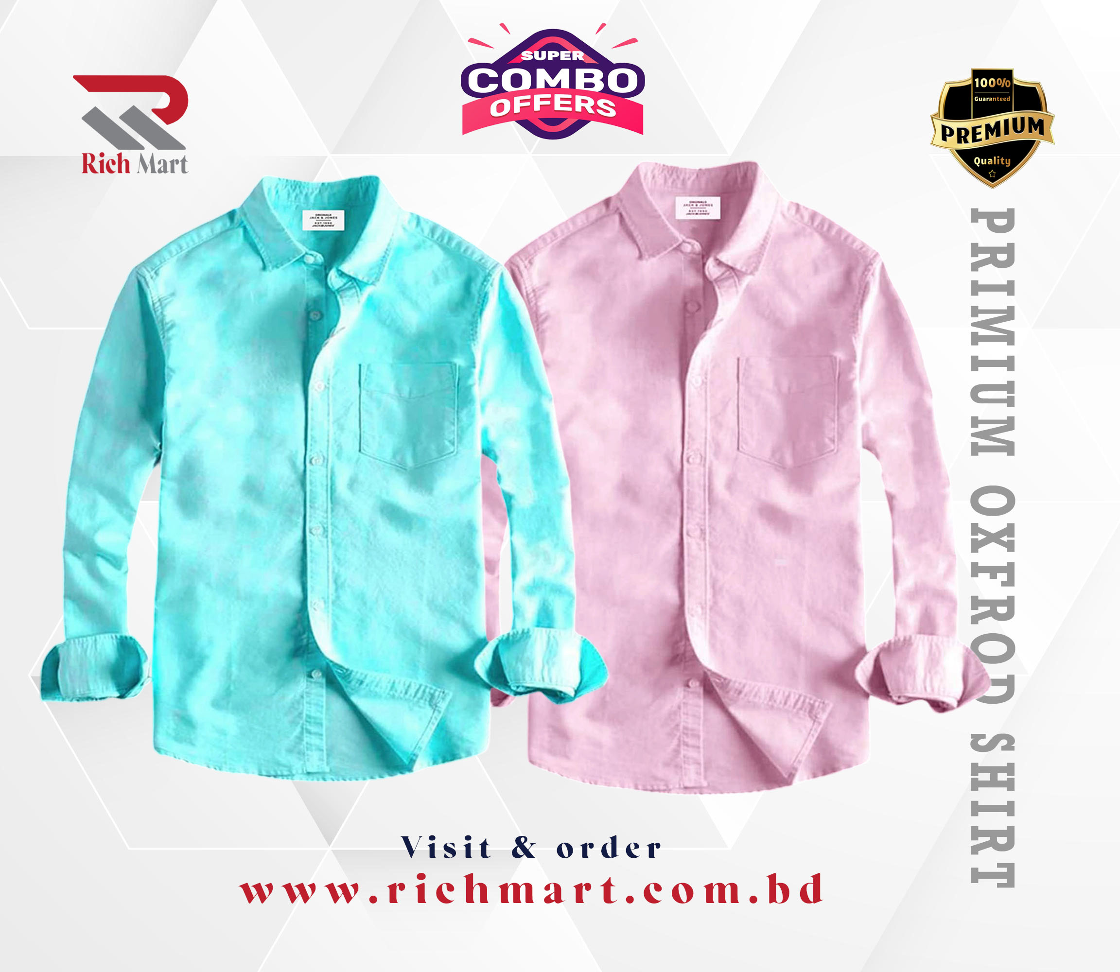 Men's Full Sleeve Oxford Cotton Shirt(ash)